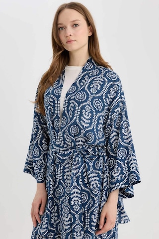 DeFacto Relax Fit Desenli Kuşaklı Kimono D5443AX25SPBE399 Mavi