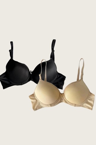 Ten-siyah 2li Mikro Kumaş İçi Boş Balenli Günlük Desteksiz Sütyen Görsel