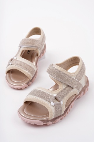 Muggo Elon Cırtlı Ve Simli Günlük Kız Çocuk Sandalet Altın