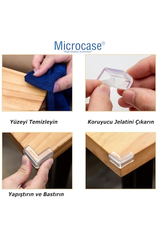 Bebekler İçin Silikon Eşya Masa Köşe Koruyucu Al4545 4 Adet Şeffaf