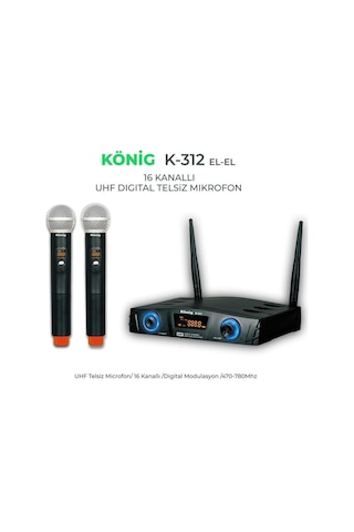 König K-312 Çift El Kablosuz Telsiz Mikrofon