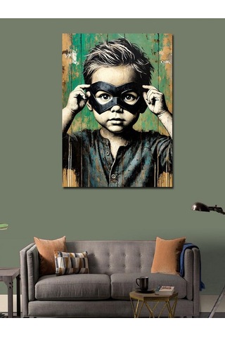 Kanvas Tablo Maskeli Çocuk 50cmx70cm