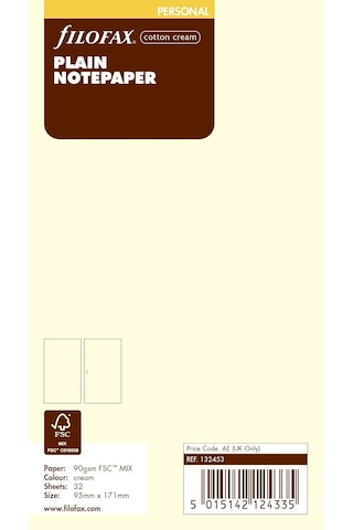 Filofax 132453 Personal Not, Boş, Cotton Cream