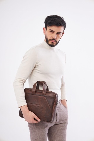 Derinss Dub3075 Hakiki Deri Kahverengi Macebook Ve Notebook Çantası 001