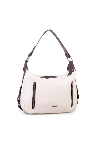 Nas Bag Çok Gözlü Kadın Omuz Ve Çapraz Çanta 33x25 Cm Krem Kahve Victoria