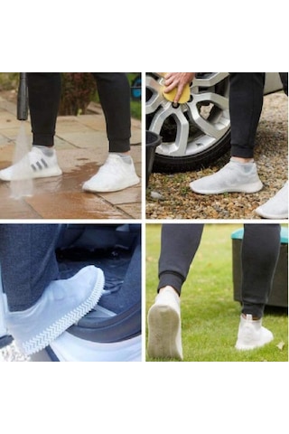 Silikon Ayakkabı Kılıfı Kaymaz Su Kir Geçirmez Beyaz M Beden