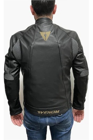 Venom D2 Deri Ceket Racing Siyah