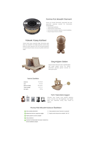 Porima Pla Wood Filament 1kg 1.75 Mm