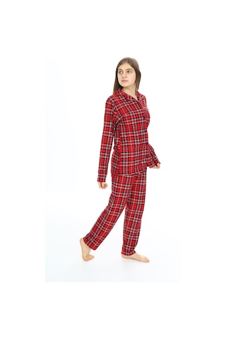 Kız Çocuk Ekose Pijama Takımı 12164 Bordo