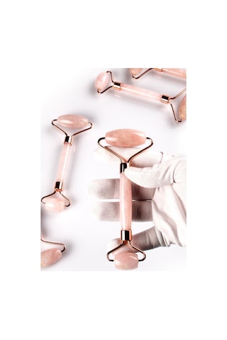 Pembe Kuvars Doğal Taş Masaj Taşı - Face Roller