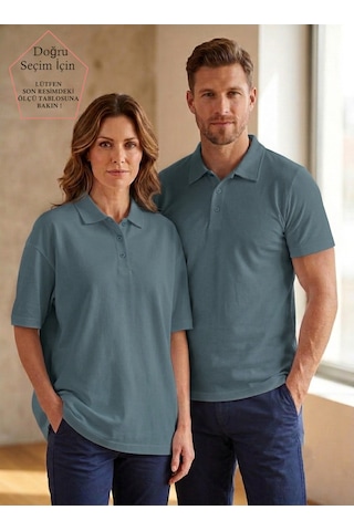 Smalltouch Unisex Kadın Erkek Polo Yaka Regular Kalıp Düğmeli Pike Tişört Antrasit