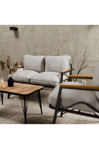 Mb Garden Furnıture Simetri Model, Balkon, Bahçe, Cafe, Metal Koltuk Takımı, Bahçe Takımı , Çay Seti, 2 1 1 Orta Sehpalı Krem