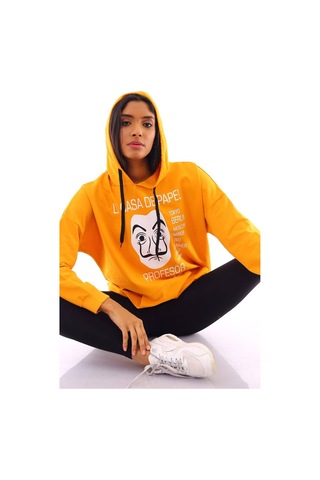 Gugus Basic Kapüşonlu Sweatshirt Sarı