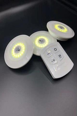 3lü Uzaktan Kumandalı Yapışkanlı Kablosuz Led Spot Lambalar Çok Renkli
