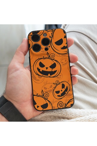 "Apple Uyumlu iPhone 11 12 13 Pro Max - Pumpkin Spice Cadılar Bayramı Baskısı İle Şok Geçirmez Silikon Telefon Kapağı Grippy Doku İle" For iPhone 11