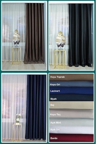 Perdecix Blackout Karartma Fon Perde 9 Renk Pilesiz - Curtain