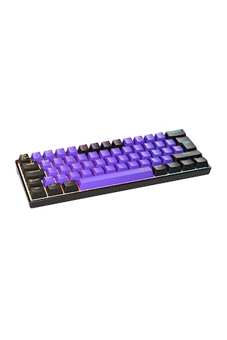 Lecoo Gk601 Pro Üç Modlu 62 Tuşlu Blue Switch Hot Swap Mekanik Oyuncu Klavyesi Mor Siyah