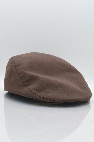 Külah Erkek Kahve Kasket Keten Yazlık Flat Cap Şapka - Standart Kahverengi