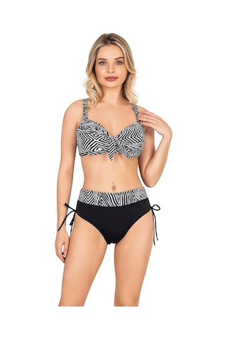 Endeep Kadın Büyük Beden Destekli Zebra Desenli Bikini Takımı