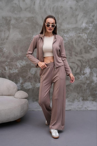 Elaxi Modal Kumaş Slim Fit Kapüşonlu İkili Takım VİZON