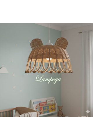 Lampega Rattan Bambu Avize Açık Kahve