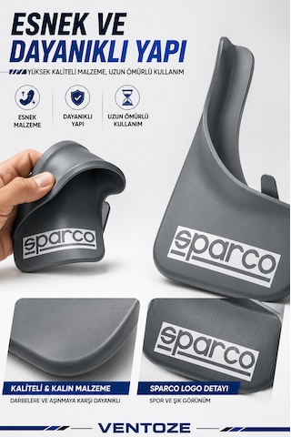 Sparco Universal Esnek Arka Paçalık Seti 2li Çamurluk Tozluğu Gri