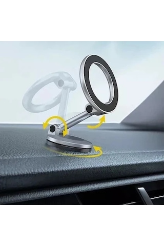 Katlanabilir Magsafe Mıknatıslı Metal Mini Araç Içi Telefon Tutucu 360 Derece Dönen Siyah