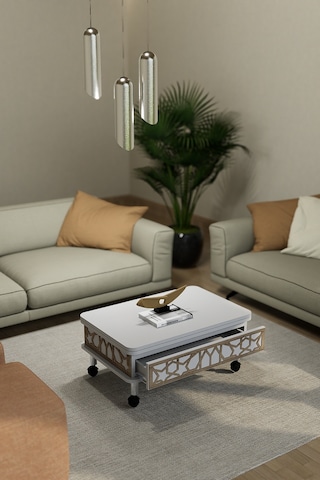 Lisa Desenli Akıllı Sehpa Tekerli Çekmeceli, Sihirli Sehpa