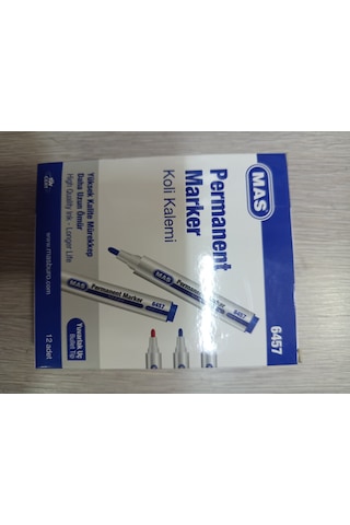 Mas Permanent Marker Koli Kalemi Kesik Uç Mavi 6459 12'li Kutu