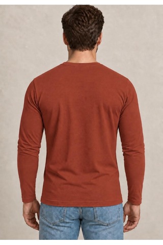 Axxel Erkek Pamuklu Likralı Süprem Uzun Kollu T-shirt-d240 Kiremit