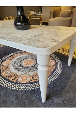 Akset Orta Sehpa Lüx Beyaz Mermer Full Beyaz