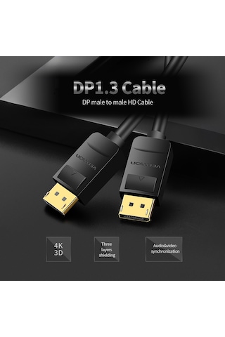 Reedark Ventıon Dp 4k 60hz Ekran Kablosu, Bilgisayar-projeksiyon Bağlantısı, 3m Siyah, Dp1.2 Standardı, 21.6gbps Hızlı Aktarım, Anti-kayma Tasarımı