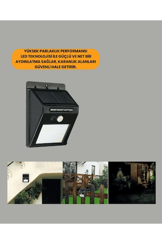 Duvar Tipi Güneş Enerjili Aydınlatma, 8 Saat Çalışma Süreli, Montajlı