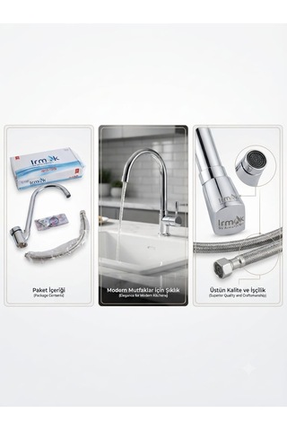 Irmak Su Armatürleri Su Tasarruflu Dayanıklı Krom Mutfak,banyo Ve Lavabo Bataryası