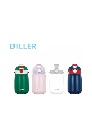 Dıller Tek Kapak Çift Kullanım Pipetli/pipetsiz 420ml Askılı Çelik Su Matarası 6 Saat Sıcak/soğuk 001