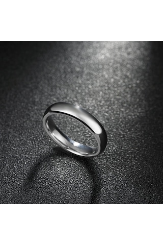 Chavin 4 Mm Söz Nişan Gri Bayan Erkek Çelik Yüzük Eh24By Gümüş