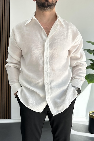 Erkek Salaş Modal Kumaş Gömlek Beyaz Edw267 Beyaz