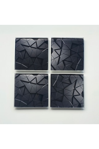 Decorita Cam Bardak Altlığı Antrasit Kristal 4'lü Takım 10 x 10 CM Antrasit