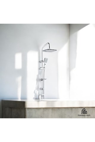 İsaoğlu Yapı Duş Seti Honey Diktörtgen Tasarım Tepe Duş Sistemi Paslanmaz Pirinç Banyo Duş Başlığı Gri