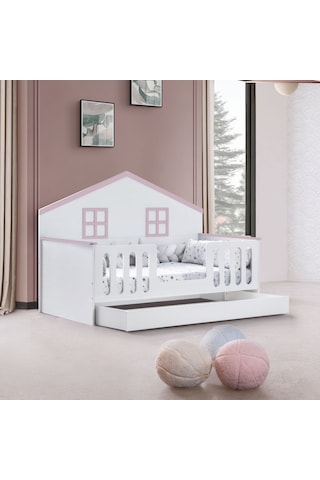 Bello Çocuk Odası Takımı, Bello Yavrulu Karyola, Fethiye 3 Kapaklı Dolap, Şifonyer - Pembe Renkli