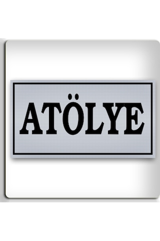 Atölye - Yönlendirme Levhası - Kendinden Yapışkanlı Metalik Gümüş Gri Tabela 8x15 Cm