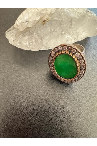 Aysesa Zümrüt Ve Zirkon Doğal Taşlı Kadın Gümüş Yüzük 925 Ayar 9.65 Gram
