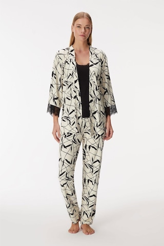 Anıl Kadın Sabahlıklı Kolları Dantel Detaylı İp Askılı 3'lü Pijama Takım Siyah