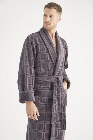 Jakarlı %100 Cotton Erkek Bornozu Antrasit