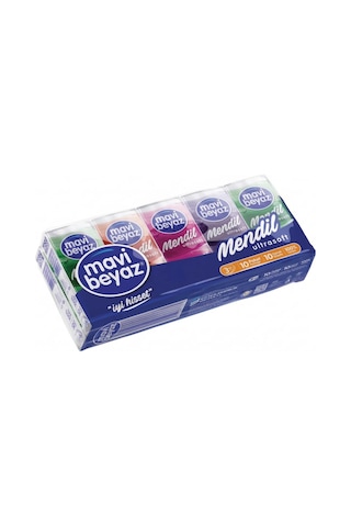 Mavi Beyaz Ultrasoft 10 Lu Paket - 3 Katlı Yumuşak Cep Mendili