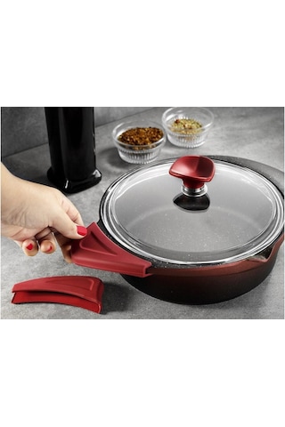 Aryıldız Flipper Döküm Kırmızı Siyah 9 Parça Tencere Takımı