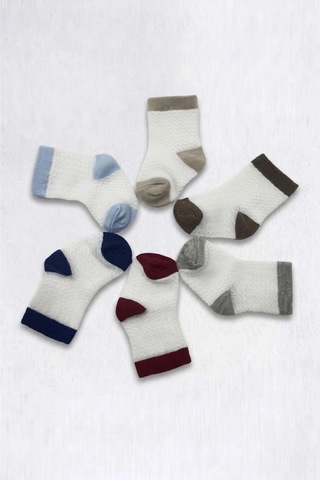 Cocole Socks Erkek Bebek Soket Çorabı Kraft Kutulu 6'lı Set Pamuklu 0-1 Yaş Kabartmalı Çok Renkli