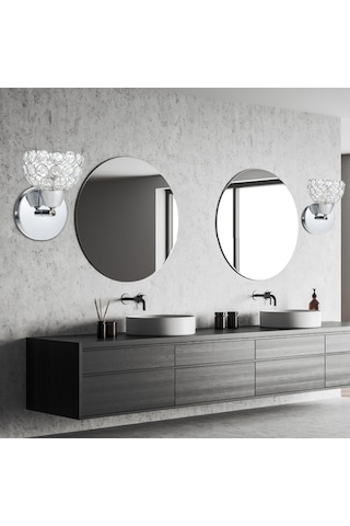 Reedark Gümüş Metal Kristal Duvar Lambası - E26 Lamba Tabanı Kaynak Yok - 110-130v - Yatak Odası, Mutfak, Koridor Için Gümüş