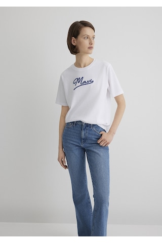 Mavi - Mavi Jeans Baskılı Beyaz Tişört 1612421-620 Beyaz