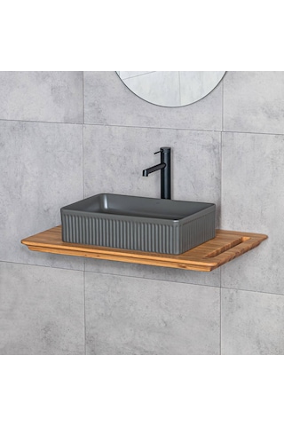Lena - Tezgah Üstü Lavabo Mat Füme - E-w1004mf- Füme